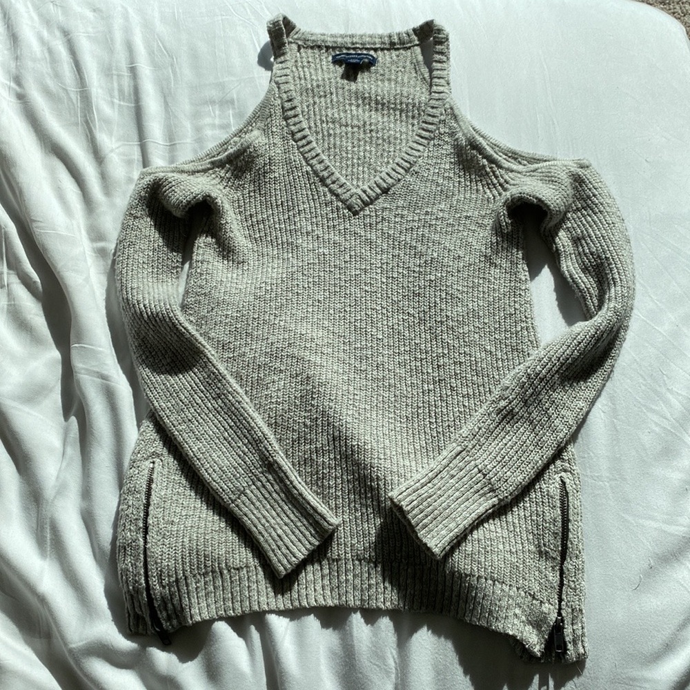 Off the shoulder sweater.
